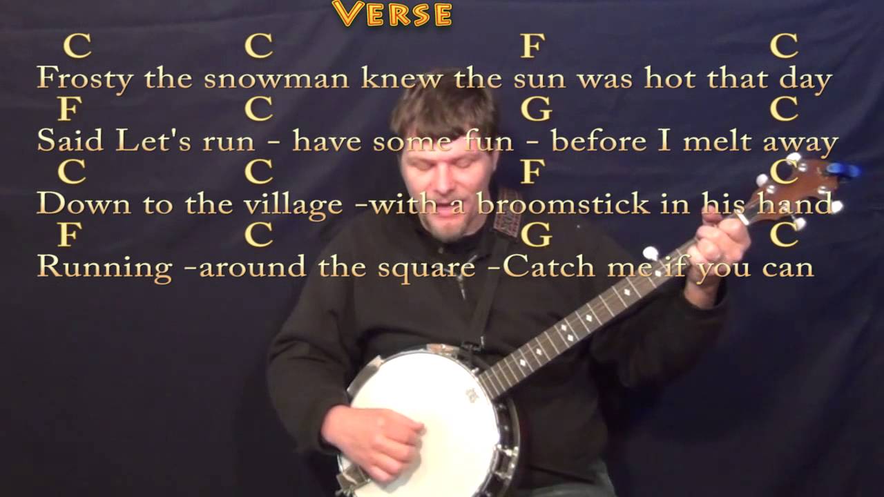 Frosty the Snowman (Christmas) Banjo Cover Lesson in C with Chords ...