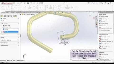 Solidworks tutorial - Advanced feature of Swept Boss/Base tool