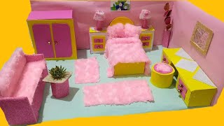 منزل مصغر بالكرتون/ غرفه نوم/DIY Miniature doll bed room/How to make carboard bedroomاصنعها بنفسك