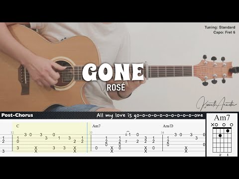 GONE - ROSÉ | Fingerstyle Guitar | TAB + Chords + Lyrics