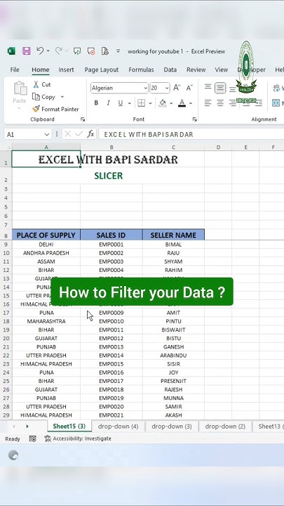 👉 How to Apply Slicer in Excel ? Apply Advanced Filter in Excel | # ...