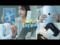 아이패드 에어 4세대 💙스카이 블루💙 256GB 언박싱 (+아이패드 액세서리 언박싱)｜로지텍 K380 키보드 수납되는 파우치 추천 / 힐링쉴드 올레포빅 / 학생복지스토어