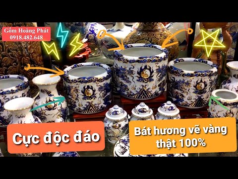 Video Bát hương vẽ vàng cực cao cấp, bộ đồ thờ cúng vẽ vàng... - youtube