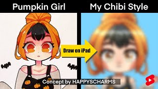 Draw Happys Charms Cute Halloween Pumpkin Girl | 1 minute anime chibi style #shorts