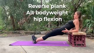 Reverse plank with alternating hip flexion
