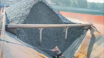 4500 ton sand ship unloading phosphate ore  Satisfactory video  Barge operation Vlog