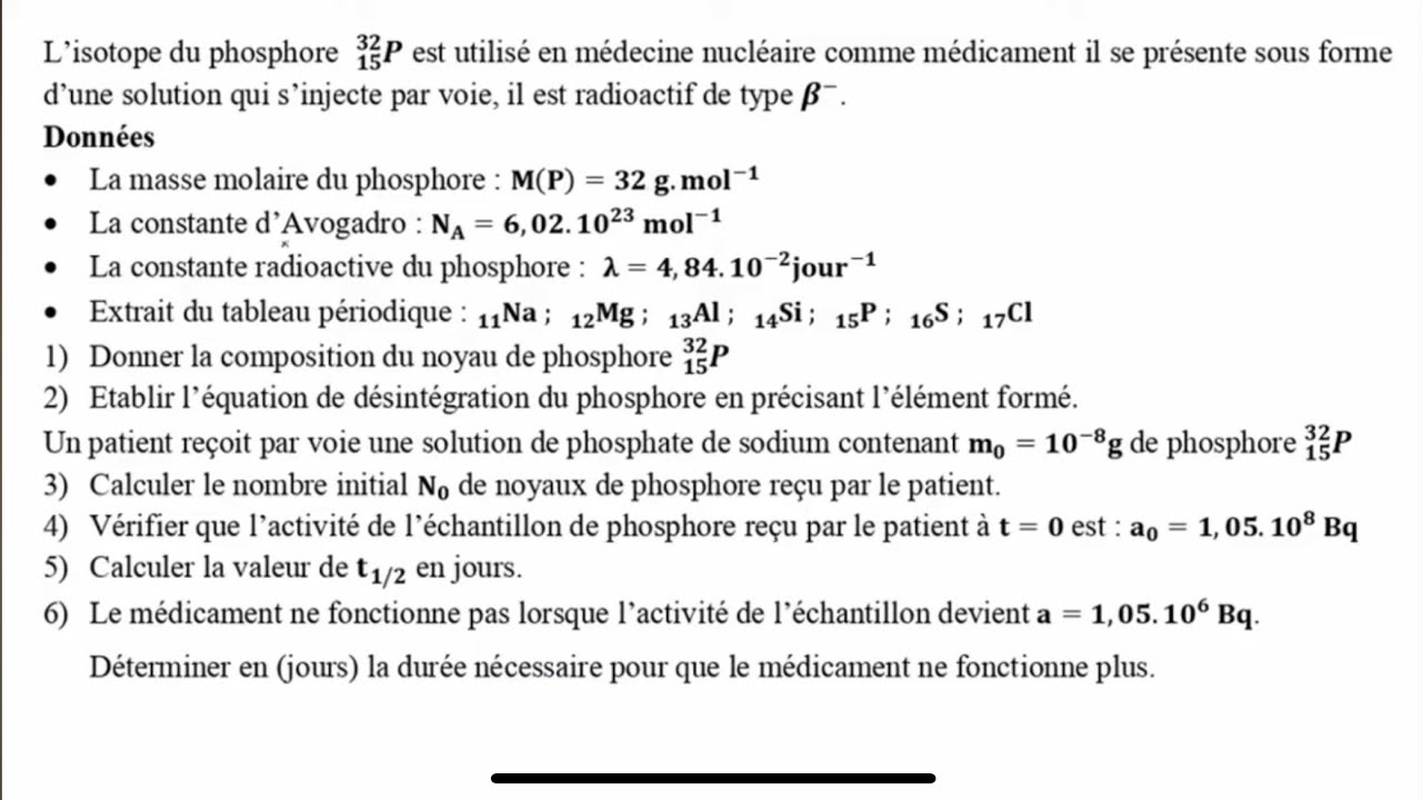 Exercice 4 : Nucléaire 2 éme bac la décroissance radioactive