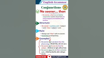 👉 No sooner....than Conjunctions in English Grammar | Englishtra | No sooner than