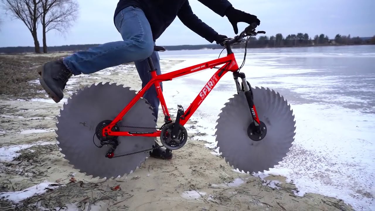Зимний велосипед с гусеницей