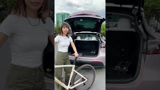 สายปั่นว่าไง คันนี้จะใส่จักรยานพอมั้ยน้า!😳🚲 #รีวิว #tesla #evgirls #evcar #รถยนต์ไฟฟ้า #fyp