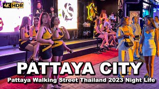 ?? 4K HDR | Night Walk in Pattaya Walking Street | Beach | Thailand 2023 Night Life