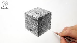 [소묘 기초] 나무질감표현 정밀묘사 드로잉 / 정육면체 정물 연필 그림 그리기 / Pencil Drawing Basics / How to Draw Wood Texture