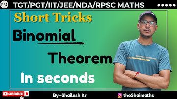 Binomial Theorem Short Trick TGT PGT KVS NVS EMRS UP TGT PGT MATHS BY SHAILESH SIR