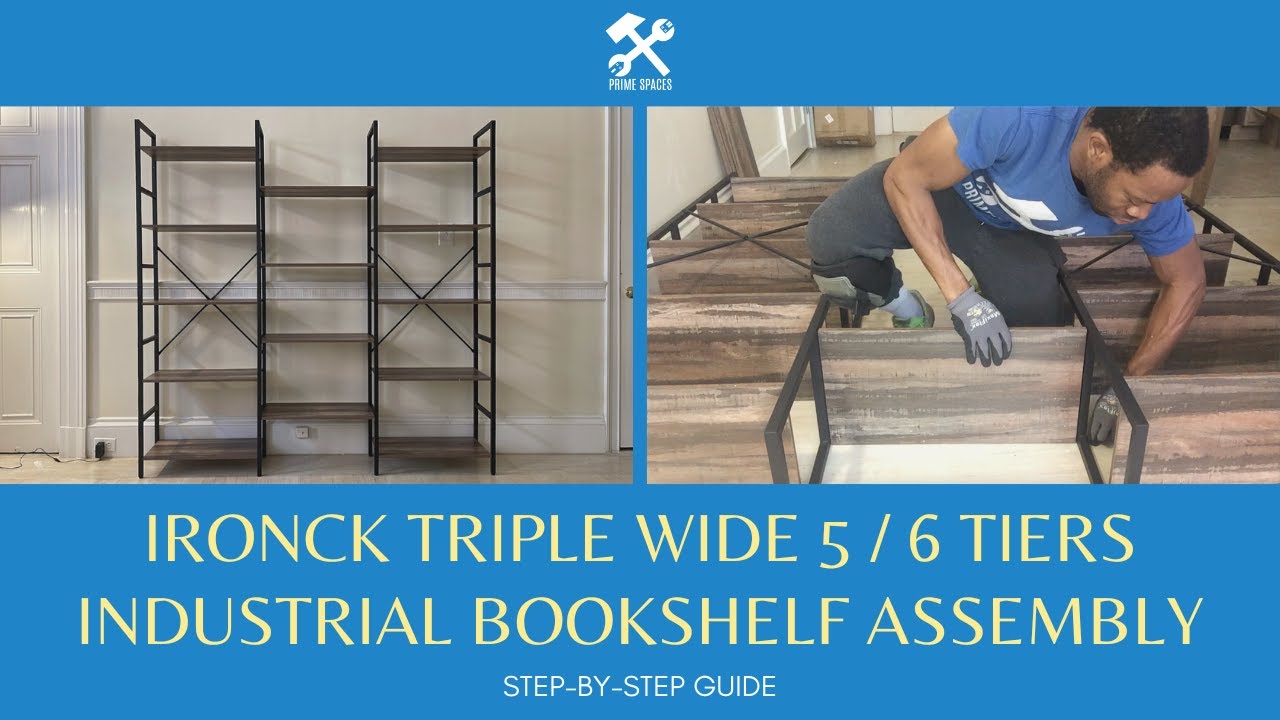 IRONCK Triple Wide 5 Tiers Industrial Bookshelf Assembly Triple Wide
