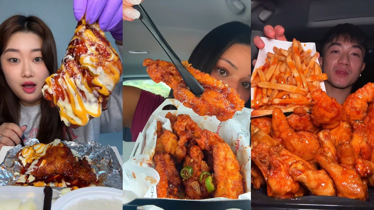 TIKTOK Mukbang Compilation | KFC, Wingstop, Cane's, McDonald's, In-N-Out & More!
