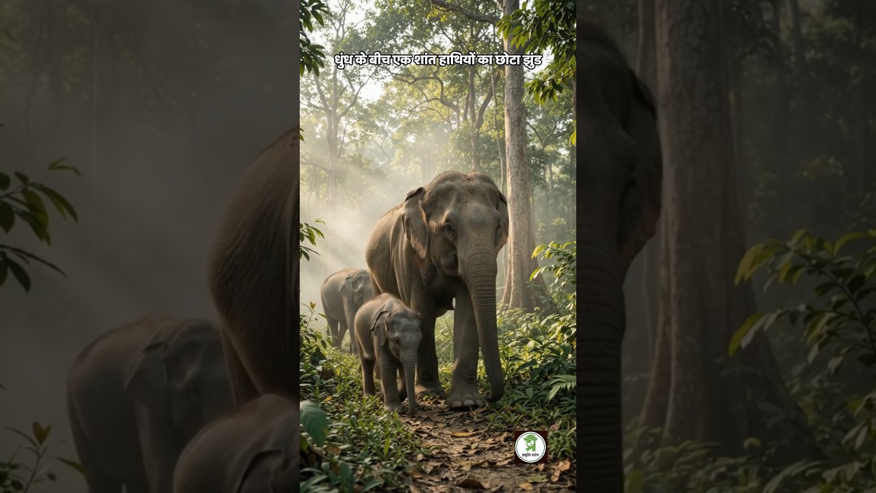 Elephants Walking Through the Morning Mist 🐘🌿 | Wildlife #Shorts