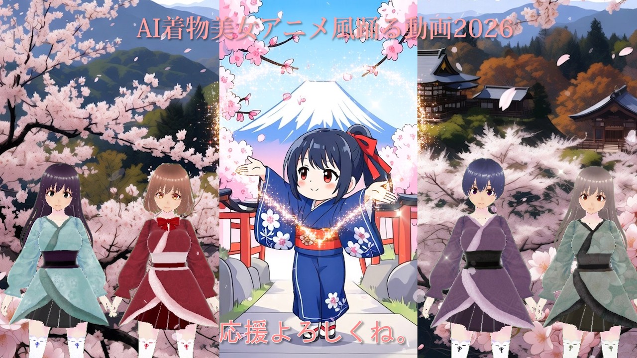 【AI着物美女アニメ風踊る動画2026】