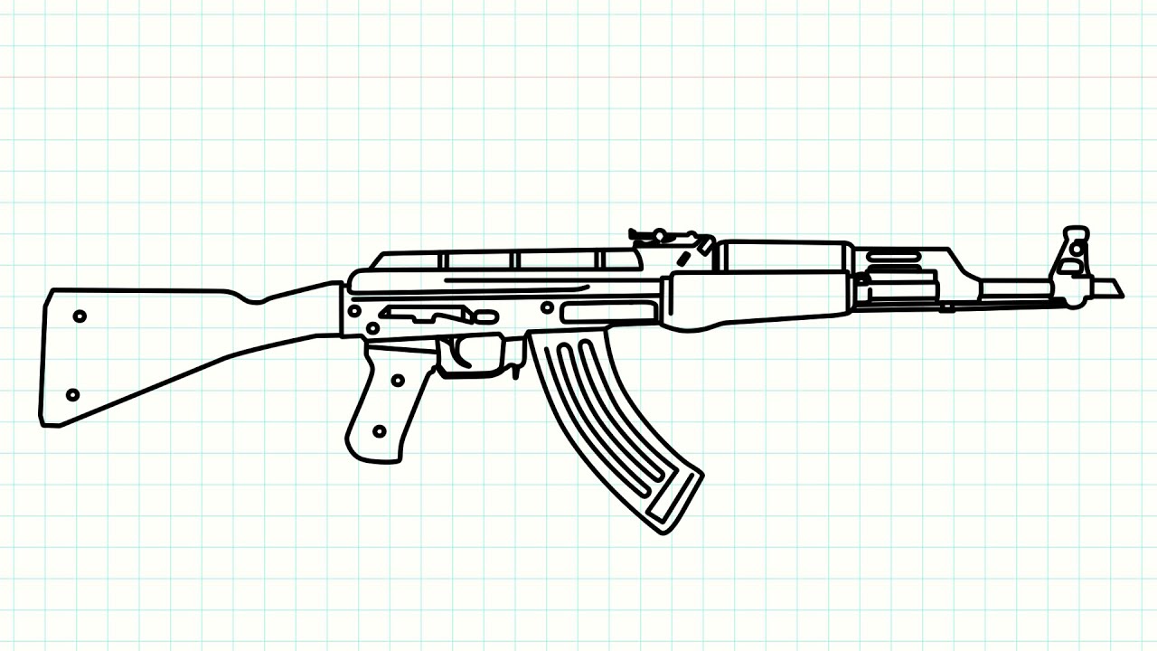 Pencil sketch machine gun. Stock Photo