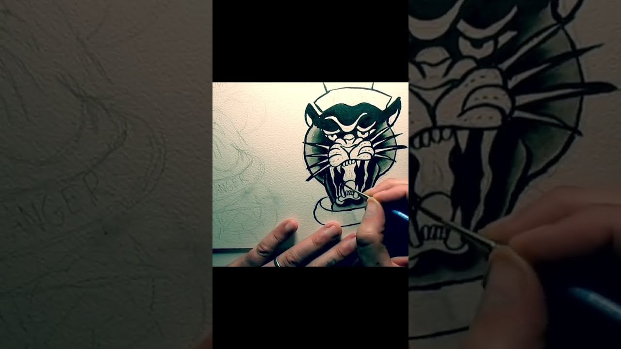 Panther tattoo flash painting #tattootiktok #tattoodesigns #oldschooltattoo #panthertattoo