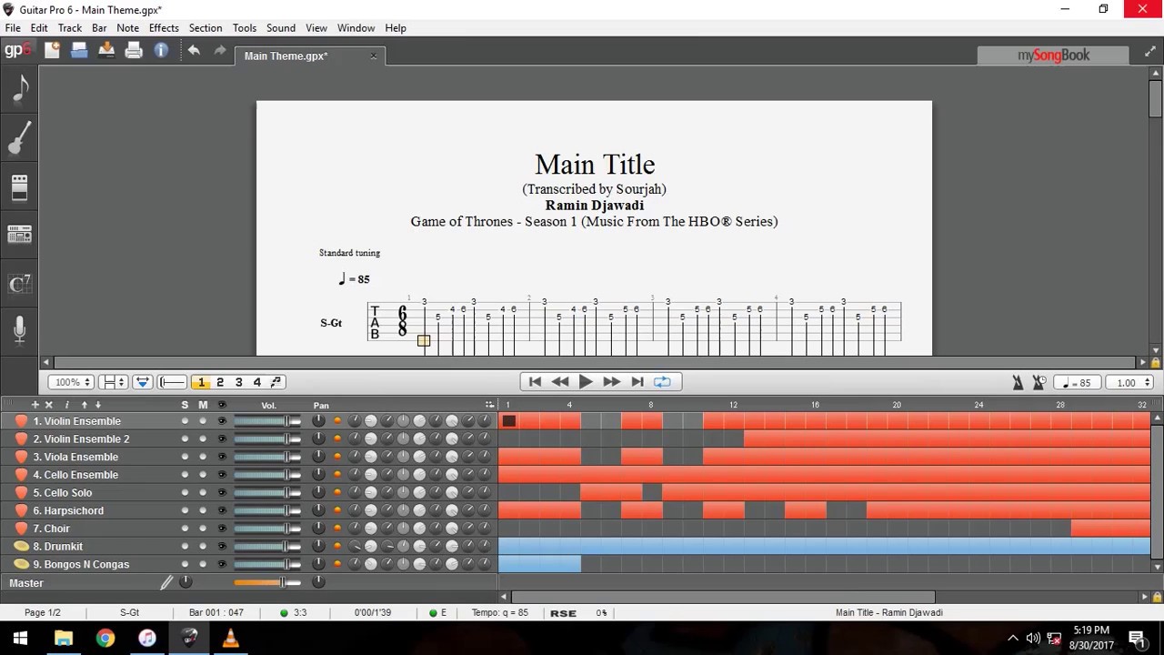 How To Play Game Of Thrones Main Title Theme Guitar Pro Tab