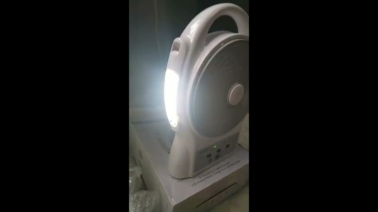 Unboxing 8" Oscillating 3-speed Fan with USB mobile phone Charger and light