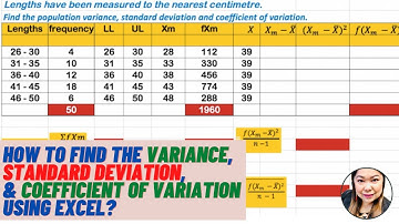 How to find the VARIANCE, STANDARD DEVIATION & COEFFICIENT OF VARIATION for GROUPED DATA using EXCEL