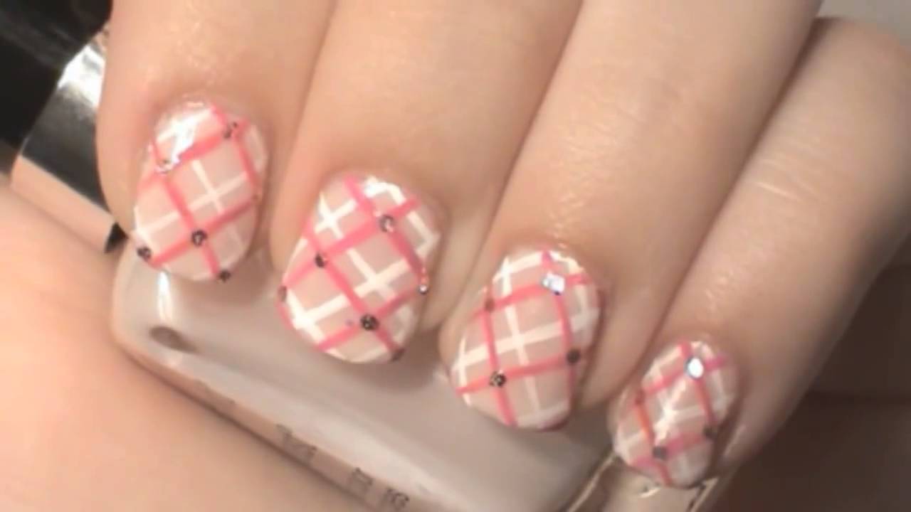 1. Pink Plaid Nail Art Tutorial - wide 8