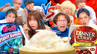 【対決】右？左？ご飯10合大食い！右左どっちでおかず取り合いしてみた！【はじめしゃちょーの畑】