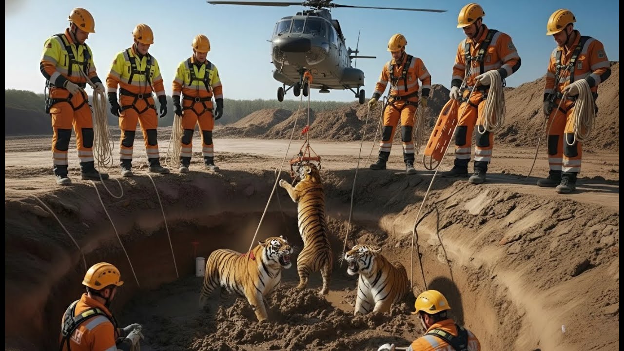 Brave Rescue Team Saves Giant Tiger That Fell In A Hole In The Desert🐅 ...