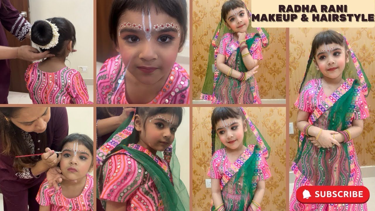 Baby Girl Radha Rani Makeup & Hairstyle | Janmashtami Special | KumKum Bindi #vlog #janmashtami 
