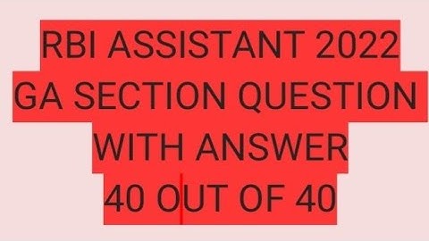 #RBIAssistant2022 #GA Questions with answers 40/40