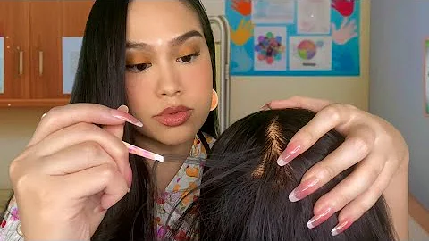 ASMR School Nurse Lice Check, Scalp Scratch + Ear Cleaning (You’re My FAVORITE Student) RP, lite gum