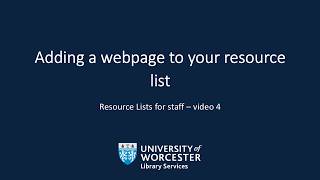 Adding a webpage to your resource list