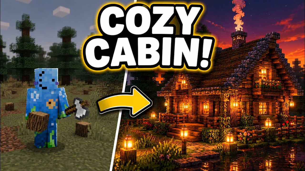 How To Build A Log Cabin In Minecraft - YouTube