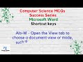 Computer shortcut key |Computer Science MCQs | Microsoft Word Shortcut key | Computer MCQs | MCQs