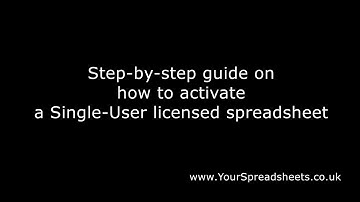 HOW TO: activate a Single-User licensed spreadsheet