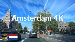 Driving Downtown Amsterdam - 4K Scenic Drive - City Drive - The Netherlands