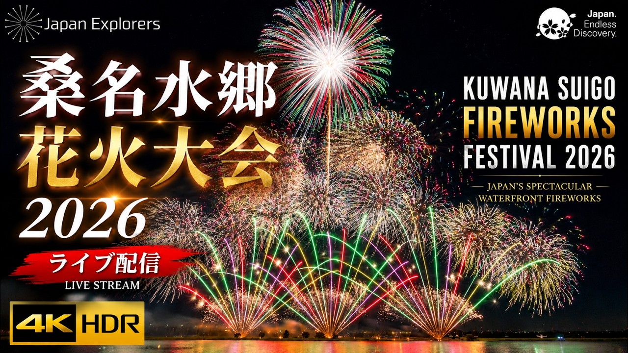桑名水郷花火大会2026 ライブ配信|Kuwana Suigo Fireworks Festival 2026 4KHDR