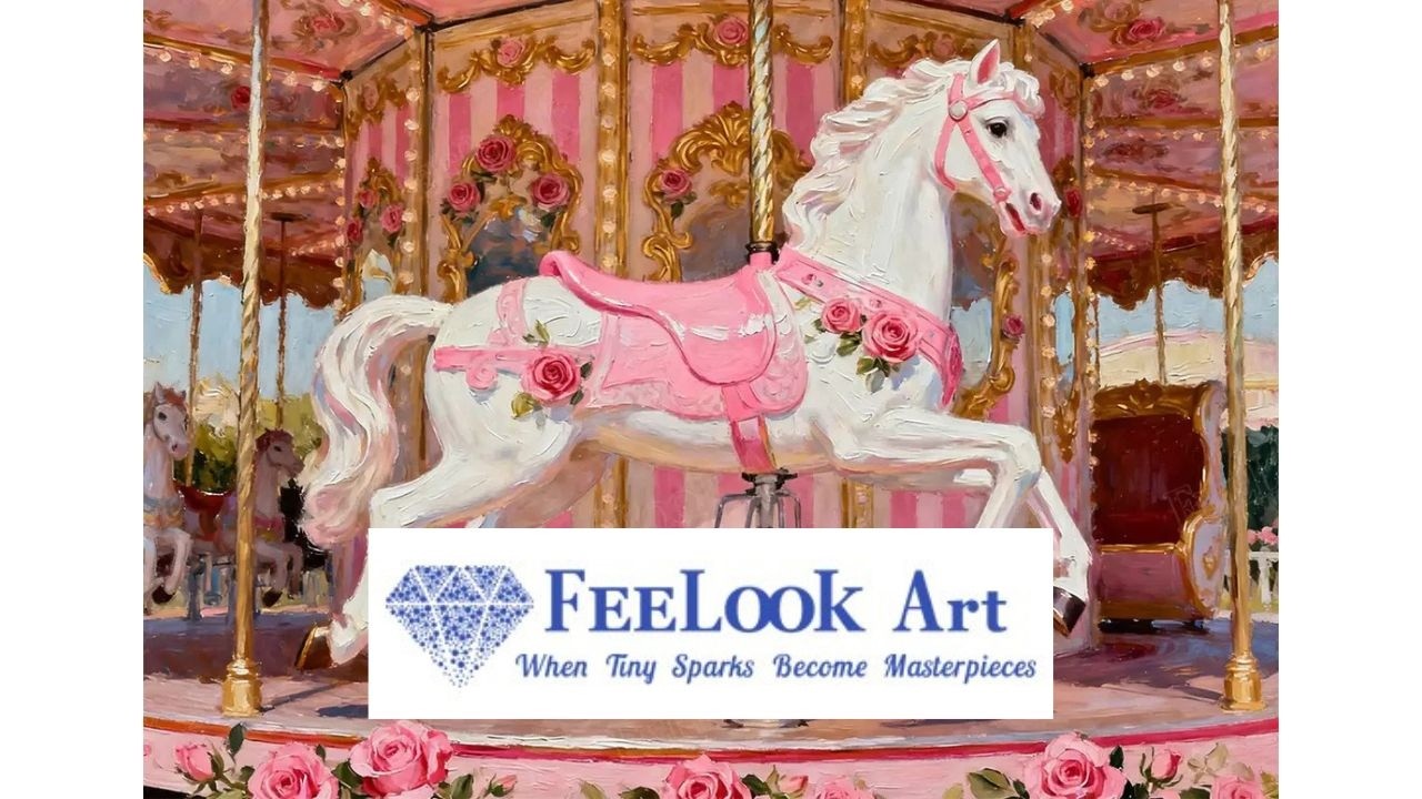 Feelook Art collection pink - Carousel Horse #diamondpainting #dp