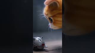 A sad cat nudges a mechanical mouse, watches it vibrate and spin in circles, waits for the battery t