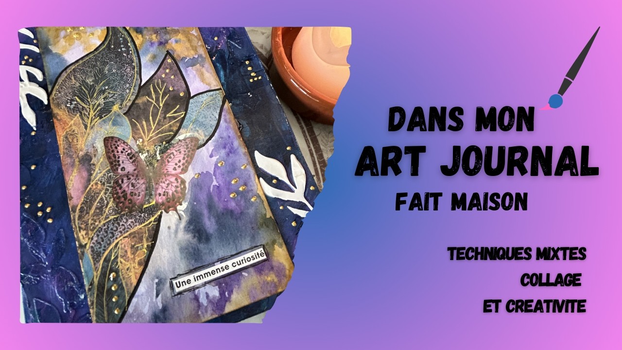 Dans mon Art Journal fait maison, sur la base de papiers gel press