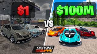 $1 vs $100,000,000 Car Show In Driving Empire!