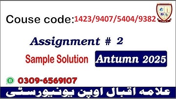 AIOU 1423/9407/5404/9382 assignment 2 Autumn 2025  2025 solutions @picksPK