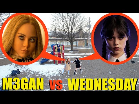 if you see Wednesday Addams vs M3GAN at haunted park RUN! (we found her!)