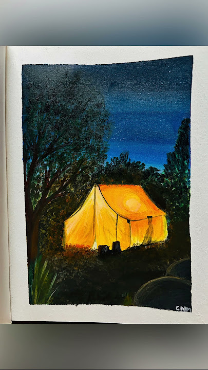 A tent, A sky, A still night 🖌️🎨🏕️ #weekendmood #acrylicpainting #paintingideas