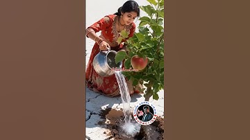 A couple waters an apple tree to save it from drying up 😭 #ai​ #plants​ #save​ #water​