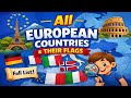All European Countries & Their Flags 🇪🇺🚩