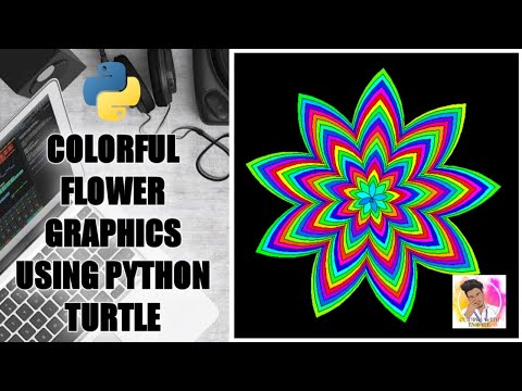 Colorful flower graphics using python turtle | python graphics| python ...