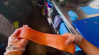 POV SALMON Fillet for a bg prep night  #chefyogi🍣 #salmon #fish #pov #chef