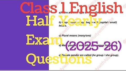 Class 1 English Question Paper (2025-26)/Class 1 English Half Yearly Exam Worksheet 